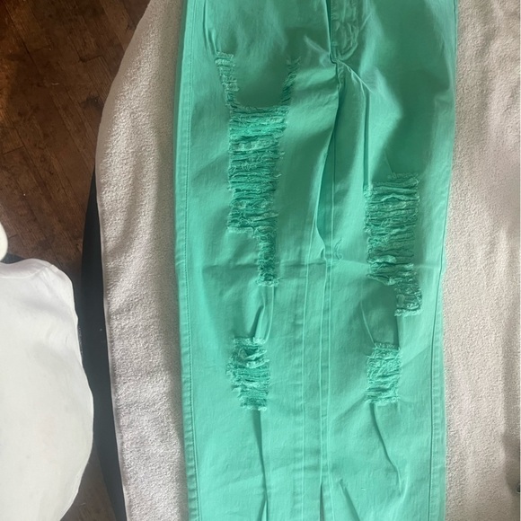 Green ripped jeans size 12 - Picture 1 of 2